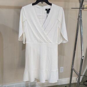 DKNY Cream Midi Wrap Dress